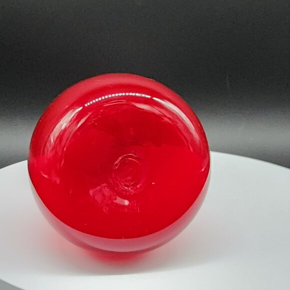 Hand Blown Red Glass Vase Decanter 8.25" Double Gourd Shape Vintage - Picture 7 of 9
